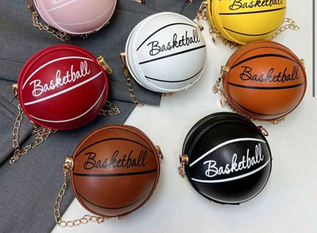 Mini Kids Shoulder Bag, Unisex Basketball Patterned Crossbody Bag With Chain Strap